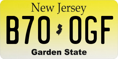 NJ license plate B70OGF