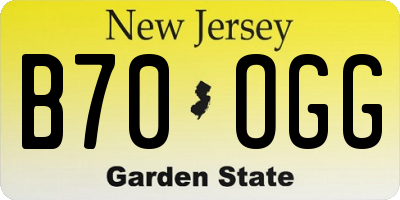 NJ license plate B70OGG