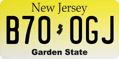 NJ license plate B70OGJ