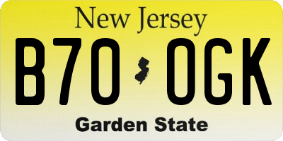 NJ license plate B70OGK