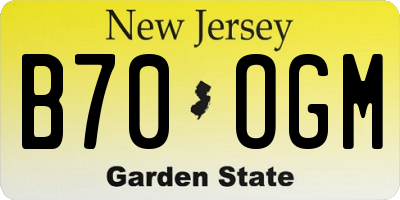 NJ license plate B70OGM