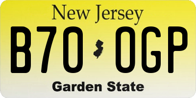 NJ license plate B70OGP