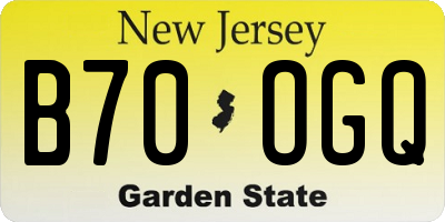 NJ license plate B70OGQ