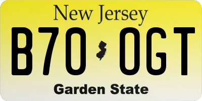 NJ license plate B70OGT