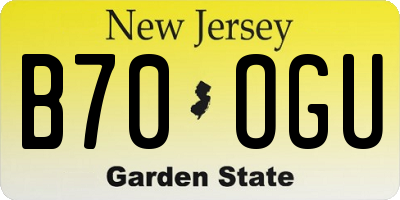 NJ license plate B70OGU