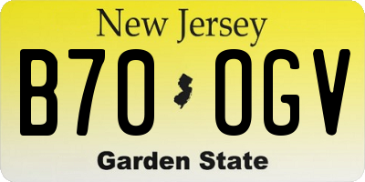 NJ license plate B70OGV