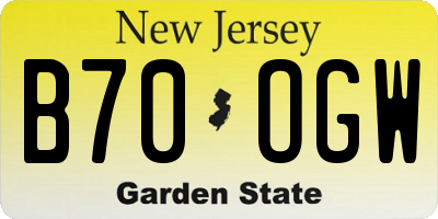 NJ license plate B70OGW
