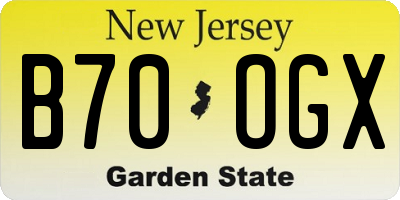 NJ license plate B70OGX