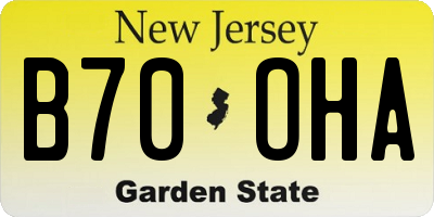 NJ license plate B70OHA