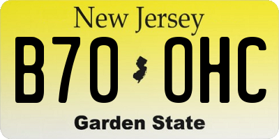 NJ license plate B70OHC