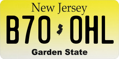NJ license plate B70OHL