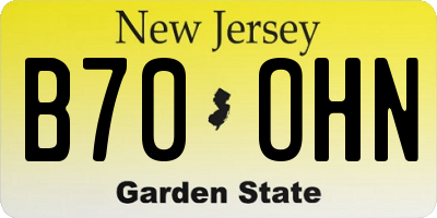 NJ license plate B70OHN