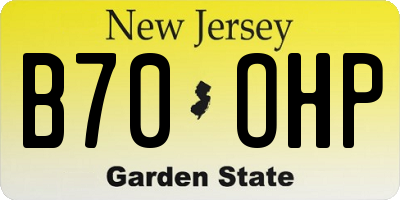 NJ license plate B70OHP