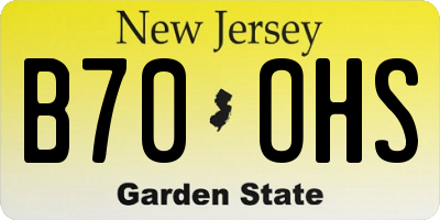 NJ license plate B70OHS
