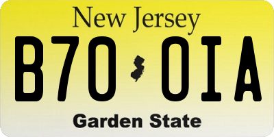 NJ license plate B70OIA