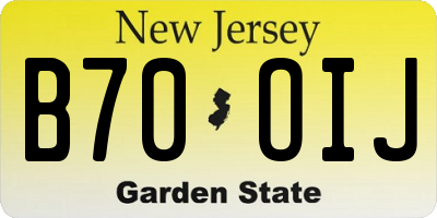 NJ license plate B70OIJ