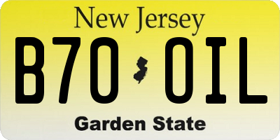 NJ license plate B70OIL