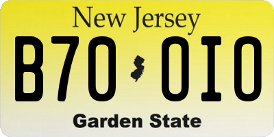NJ license plate B70OIO