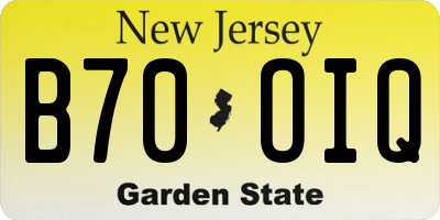 NJ license plate B70OIQ