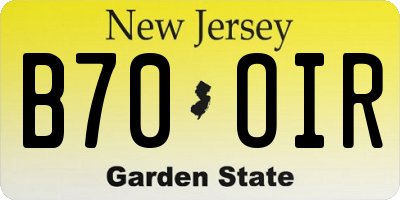 NJ license plate B70OIR