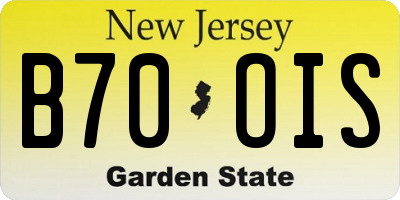 NJ license plate B70OIS