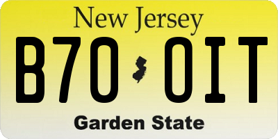 NJ license plate B70OIT