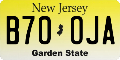 NJ license plate B70OJA