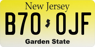 NJ license plate B70OJF