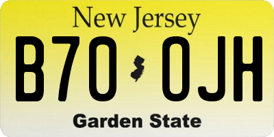 NJ license plate B70OJH