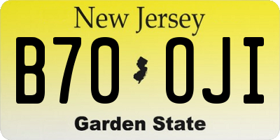 NJ license plate B70OJI