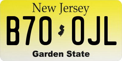 NJ license plate B70OJL