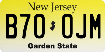 NJ license plate B70OJM
