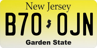 NJ license plate B70OJN