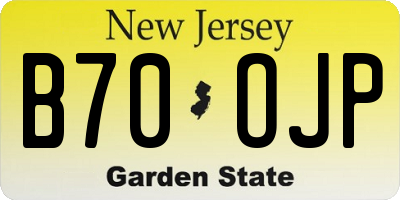 NJ license plate B70OJP