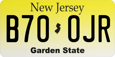 NJ license plate B70OJR