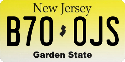 NJ license plate B70OJS