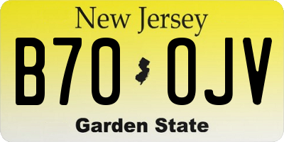 NJ license plate B70OJV