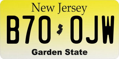 NJ license plate B70OJW