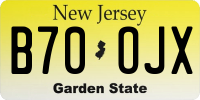 NJ license plate B70OJX