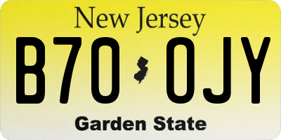 NJ license plate B70OJY