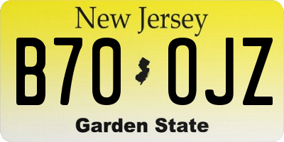NJ license plate B70OJZ