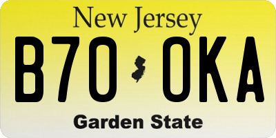 NJ license plate B70OKA