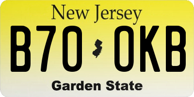 NJ license plate B70OKB