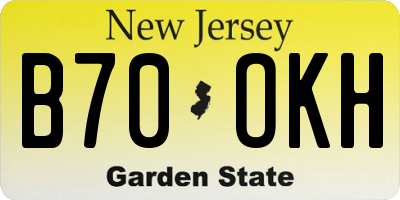 NJ license plate B70OKH