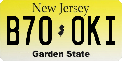 NJ license plate B70OKI
