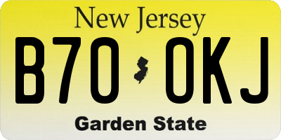 NJ license plate B70OKJ