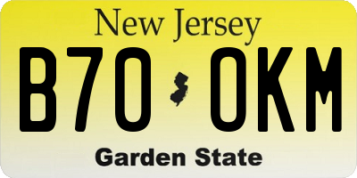 NJ license plate B70OKM