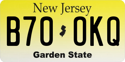 NJ license plate B70OKQ
