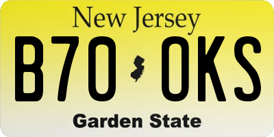 NJ license plate B70OKS