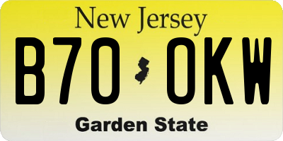 NJ license plate B70OKW